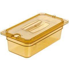 10471U13 StorPlus™ High Heat Handled Notched Universal Food Pan Lid 1/3 Size - Amber