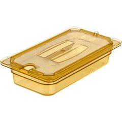 10471U13 StorPlus™ High Heat Handled Notched Universal Food Pan Lid 1/3 Size - Amber