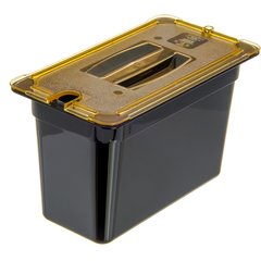 10471U13 StorPlus™ High Heat Handled Notched Universal Food Pan Lid 1/3 Size - Amber