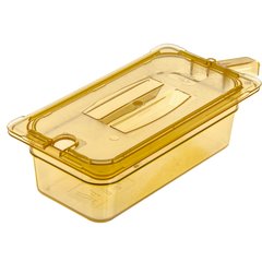 10471U13 StorPlus™ High Heat Handled Notched Universal Food Pan Lid 1/3 Size - Amber