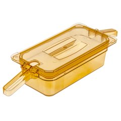 10471U13 StorPlus™ High Heat Handled Notched Universal Food Pan Lid 1/3 Size - Amber