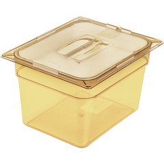 10430U13 StorPlus™ High Heat Handled Universal Food Pan Lid 1/2 Size - Amber