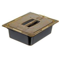 10430U13 StorPlus™ High Heat Handled Universal Food Pan Lid 1/2 Size - Amber