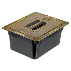 10430U13 StorPlus™ High Heat Handled Universal Food Pan Lid 1/2 Size - Amber