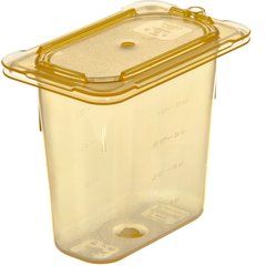 10536U13 StorPlus™ High Heat Flat Universal Food Pan Lid 1/9 Size - Amber