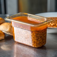 3088713 StorPlus™ High Heat Food Pan 1/9 Size, 4" Deep - Amber