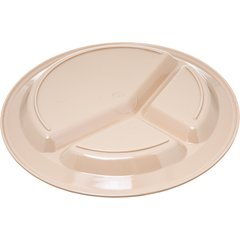 PCD21125 Polycarbonate Narrow Rim 3-Compartment Plate 11" - Tan