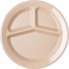 PCD21125 Polycarbonate Narrow Rim 3-Compartment Plate 11" - Tan