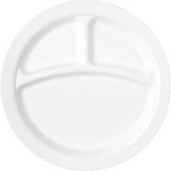 PCD22002 Polycarbonate Narrow Rim 3-Compartment Plate 9" - White