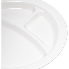 PCD22002 Polycarbonate Narrow Rim 3-Compartment Plate 9" - White