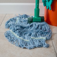 369448B14 Flo-Pac® Medium Looped-End Mop With Green Band  - Blue