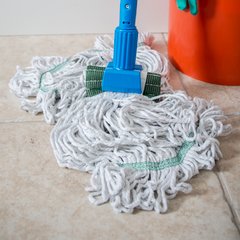 369418B00 Flo-Pac® Medium Green Band Mop With Looped-End  - White