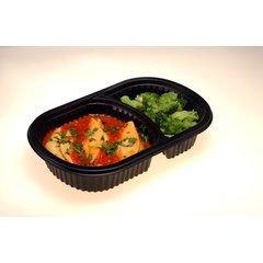 DXMW812PBLK Microwaveable 2 Compartmt Medium Entrée 18/10 oz 18/10 oz (250/cs) - Black