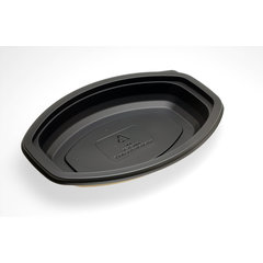 DXMW912PBLK Microwaveable Oval Casserole Container 12oz. (250/cs) - Black