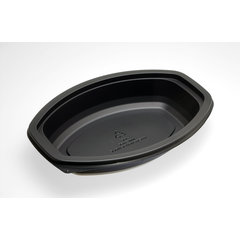 DXMW916PBLK Microwaveable Oval Casserole Container 16oz. (250/cs) - Black
