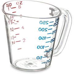Carlisle Commercial Measuring Cup, 1/2 gal., Cl, PK6 4314407