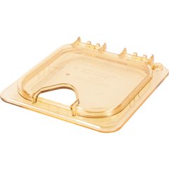 10519Z13 StorPlus™ High Heat EZ Access Hinged Notched Universal Food Pan Lid 1/6 Size - Amber