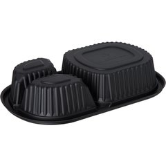 DXMW813PBLK Microwaveable Three Compartment Entrée 18/4/4 oz. (250/cs) - Black