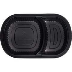 DXMW812PBLK Microwaveable 2 Compartmt Medium Entrée 18/10 oz 18/10 oz (250/cs) - Black
