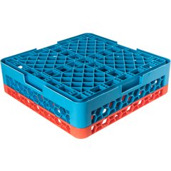 RG25-1C412 OptiClean™ 25-Compartment Divided Glass Rack with 1 Extender 5.56" - Orange-Carlisle Blue