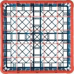 RG25-1C412 OptiClean™ 25-Compartment Divided Glass Rack with 1 Extender 5.56" - Orange-Carlisle Blue