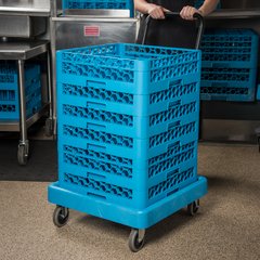 C2236H14 E-Z Glide™ Warewashing Rack Dolly with Handle 22.5" x 22.5" x 39.5" - Blue