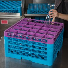 RG25-4C414 OptiClean™ 25-Compartment Divided Glass Rack with 4 Extenders 10.3" - Lavender-Carlisle Blue