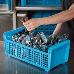 C32P114 Perma-Sil™ 8-Compartment Flatware Storage Basket 17" x 7.75" x 6.9" - Carlisle Blue
