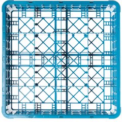 RC16-114 OptiClean™ 16-Compartment Divided Tilted Glass Rack with 1 Open Extender 16 Compartment - Carlisle Blue