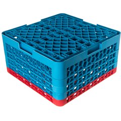 RG25-4C410 OptiClean™ 25-Compartment Divided Glass Rack with 4 Extenders 10.3" - Red-Carlisle Blue