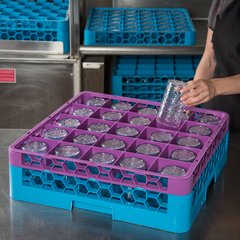 RG25-1C414 OptiClean™ 25-Compartment Divided Glass Rack with 1 Extender 5.56" - Lavender-Carlisle Blue