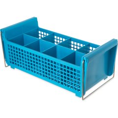 C32P214 Perma-Sil™ 8-Compartment Flatware Storage Basket with Handles 17" x 7.75" x 6.9" - Carlisle Blue