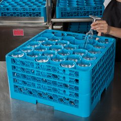 RW30-214 OptiClean™ NeWave™ Glass Rack with 3 Integrated Extenders 30 Compartment - Carlisle Blue