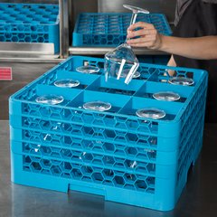 RG9-414 OptiClean™ 9-Compartment Divided Glass Rack with 4 Extenders 10.50" - Carlisle Blue