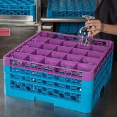 RG25-3C414 OptiClean™ 25-Compartment Divided Glass Rack with 3 Extenders 8.72" - Lavender-Carlisle Blue