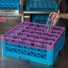 RG25-2C414 OptiClean™ 25-Compartment Divided Glass Rack with 2 Extenders 7.12" - Lavender-Carlisle Blue