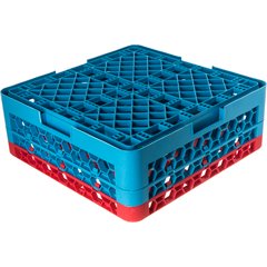 RG25-2C410 OptiClean™ 25-Compartment Divided Glass Rack with 2 Extenders 7.12" - Red-Carlisle Blue