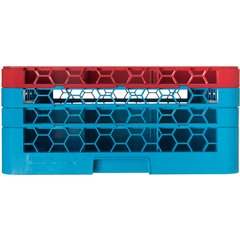 RG9-3C410 OptiClean™ 9-Compartment Divided Glass Rack with 3 Extenders 8.72" - Red-Carlisle Blue