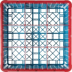 RG9-3C410 OptiClean™ 9-Compartment Divided Glass Rack with 3 Extenders 8.72" - Red-Carlisle Blue