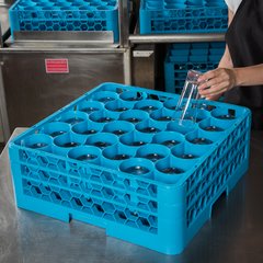 RW30-114 OptiClean™ NeWave™ Glass Rack with 2 Integrated Extenders 30 Compartment - Carlisle Blue