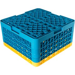 RG36-4C411 OptiClean™ 36-Compartment Divided Glass Rack with 4 Extenders 10.3" - Yellow-Carlisle Blue
