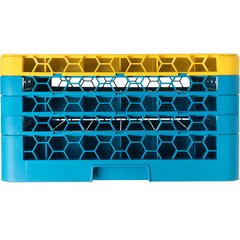 RG36-4C411 OptiClean™ 36-Compartment Divided Glass Rack with 4 Extenders 10.3" - Yellow-Carlisle Blue