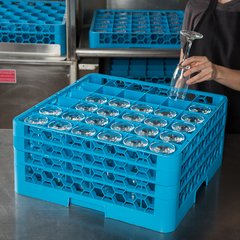 RG36-314 OptiClean™ 36-Compartment Divided Glass Rack with 3 Extenders 8.72" - Carlisle Blue