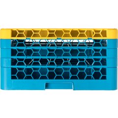 RG25-4C411 OptiClean™ 25-Compartment Divided Glass Rack with 4 Extenders 10.3" - Yellow-Carlisle Blue