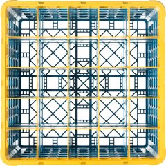 RG25-4C411 OptiClean™ 25-Compartment Divided Glass Rack with 4 Extenders 10.3" - Yellow-Carlisle Blue