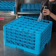 RG36-414 OptiClean™ 36-Compartment Divided Glass Rack with 4 Extenders 10.3" - Carlisle Blue