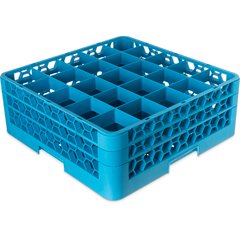 RG25-214 OptiClean™ 25-Compartment Divided Glass Rack with 2 Extenders 7.12" - Carlisle Blue
