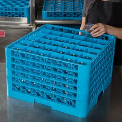 RG36-514 OptiClean™ 36-Compartment Divided Glass Rack with 5 Extenders 11.9" - Carlisle Blue