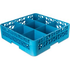 RG9-114 OptiClean™ 9-Compartment Divided Glass Rack with 1 Extender 5.56" - Carlisle Blue