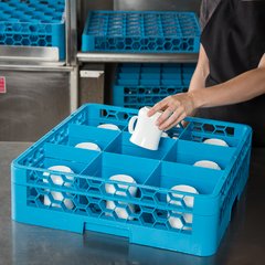 RG9-114 OptiClean™ 9-Compartment Divided Glass Rack with 1 Extender 5.56" - Carlisle Blue